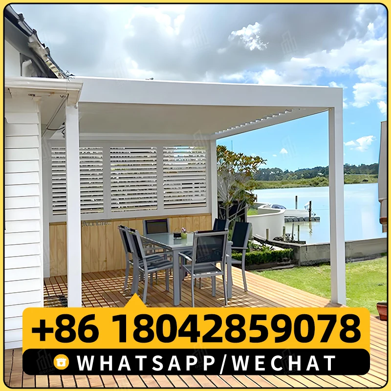 Digah Gazebo Motorized Aluminum Alloy Louver Retractable Roof Sunprotect Balcony Outdoor Pergola Easy To Install And Use