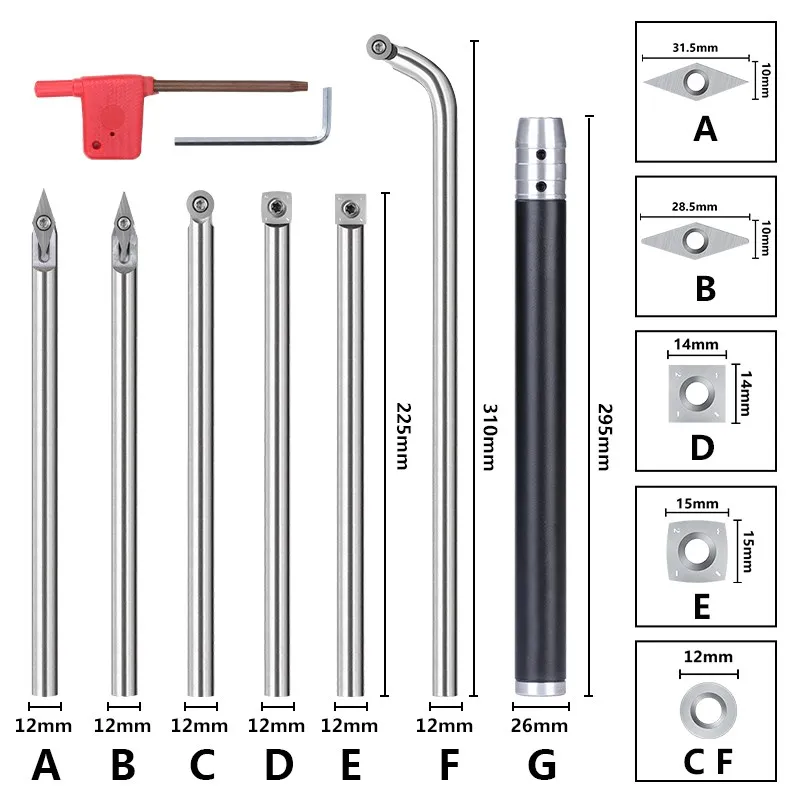 XCAN Carbide Wood Lathe Turning Tools for Woodworking Lathe Rougher Finisher Swan Neck Hollowing Tools with Insert Cutter