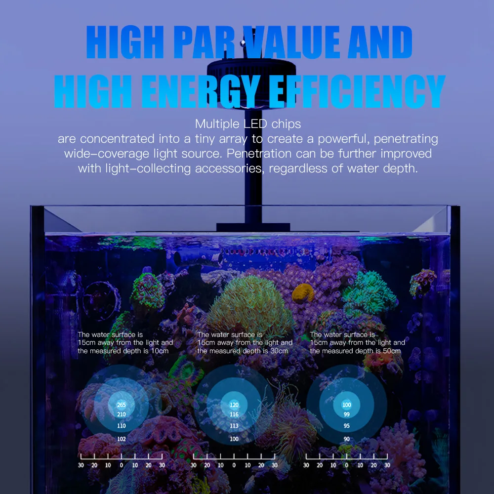 A7 III WiFi App Control Full Spectrum 100W Saltwater Marine LED Aquarium Light for Coral Reef Fish Tank