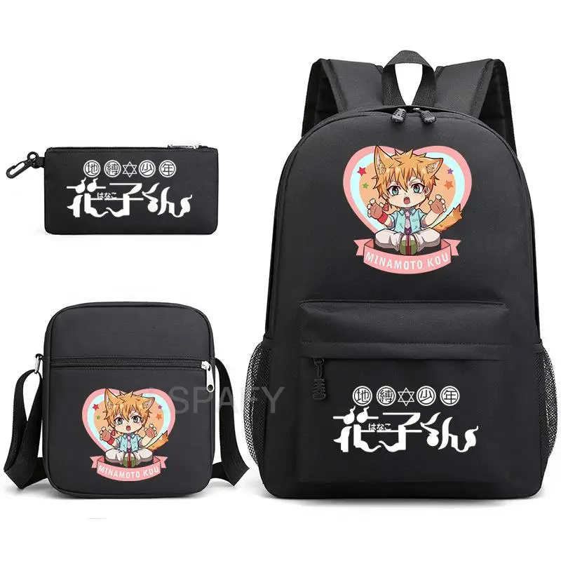 3pcs Toilet-bound Jibaku Shounen Hanako Kun Backpack College Backpack Trendy Lady Laptop Mochilas Book Travel Student SchoolBags