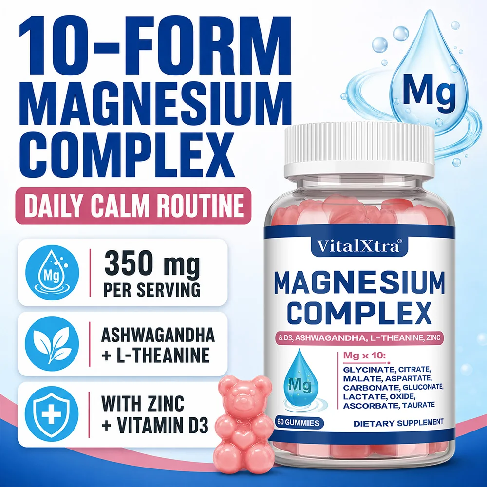 Magnesium Complex Gummies with Ashwagandha L Theanine Vitamin D3 Zinc Sleep Calm Support