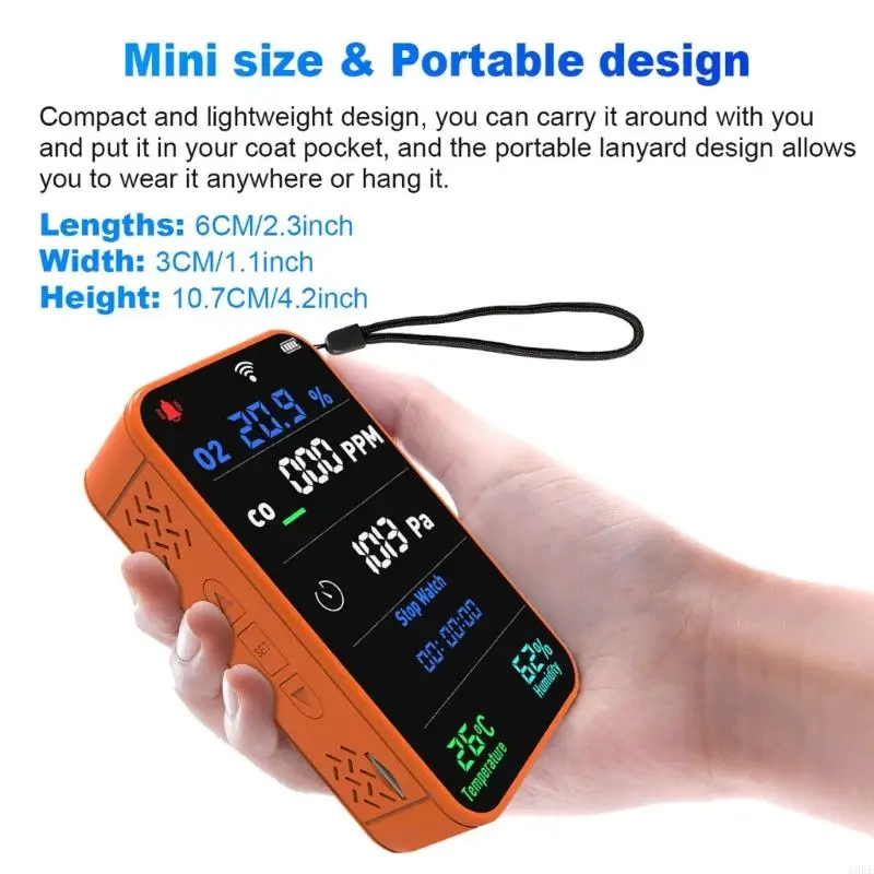 

Small Oxygen Carbon Monoxide Tester with WiFi Support Live Monitoring & Alerts ABS for Safety & Convenience A0KF