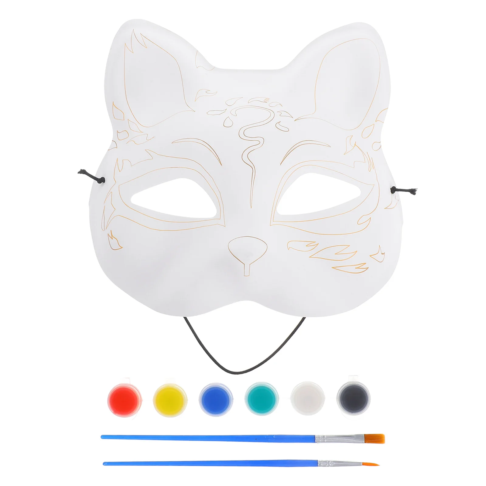 

1 set Diy Kit Blank Animal Mask For Painting Unfinished Craft Masquerade Halloween Cosplay Party Accessory Foxy Cat Mask White
