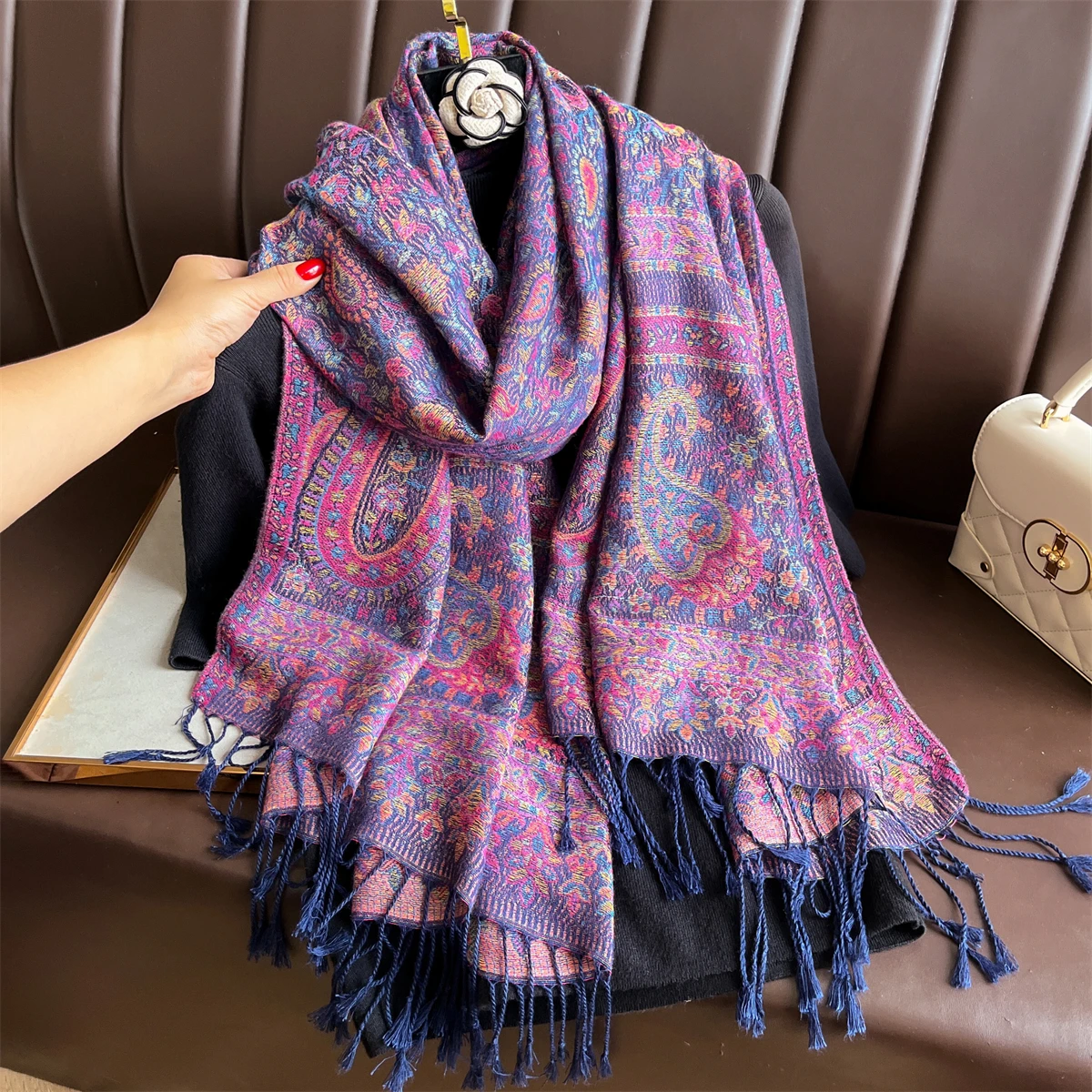 Luxus Winter Schal Frauen Kaschmir Warme Pashmina Marke Foulard Weibliche Schals Wraps Dicke Weiche Bufanda Poncho Schals Stola 2025 – Detail 11