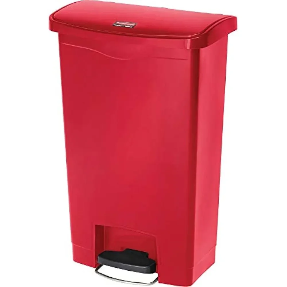 

13 Gallon Red Bin Commercial Products Streamline Slim Plastic Trash Garbage Can Household Cleaning Tools Freight free