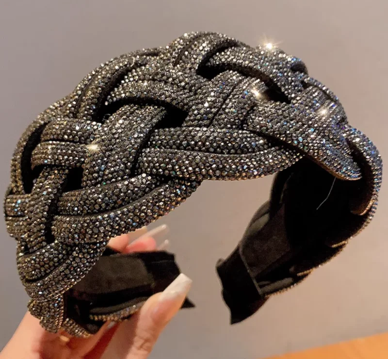 

European and American Full Drill Fried Dough Twists Braid Hair Hoop Headdress