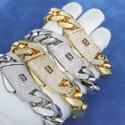 10-22mm Big Heavy Bling Iced Out Stainless Steel Cuban Miami Chain Necklace CZ Zircon Link Chain for Men Hip Hop Rock jewelry