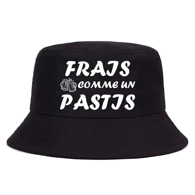 Fashion Frais Comme Un Pastis Reversible Bucket Hat Adult Daily Cool Cotton Fisherman Cap Woman Man Solid Panama Hat Autumn Hat