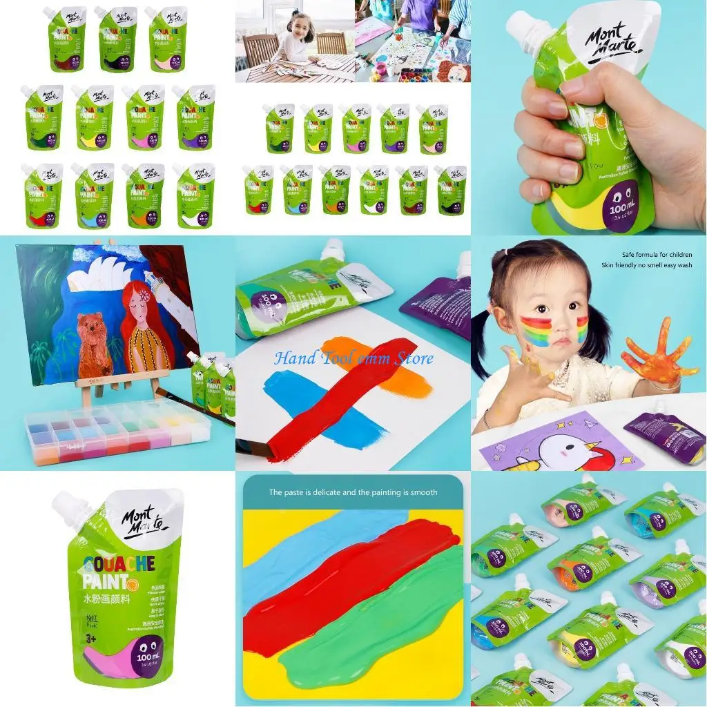 

H37F Gouache Paint, 11 Colors Paint Pouches Artist Grade Gouache Paint, Rich Pigments