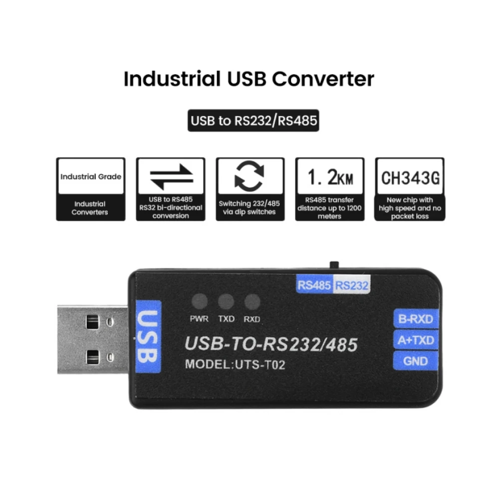 USB to RS485/RS232 Communication Module Bidirectional Half Duplex Serial Line Converter CH343G Plug And Play