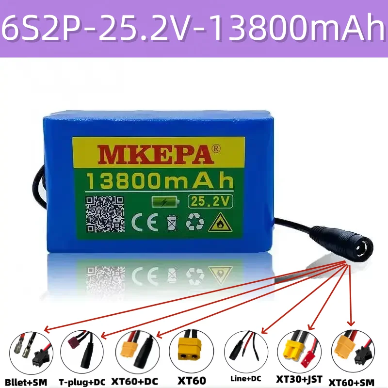 6s2p 24V 13.8Ah 18650 agli ioni di litio battery pack 25.2v 13800mAh elettrico della bicicletta batteria con