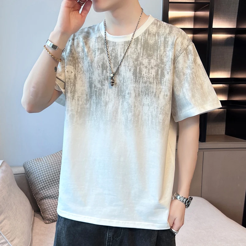 100 Percent Cotton Summer Men T Shirt New Trendy Loose Streetwear Student Short Sleeve Top Round Neck Casual Half Sleeve Tee
