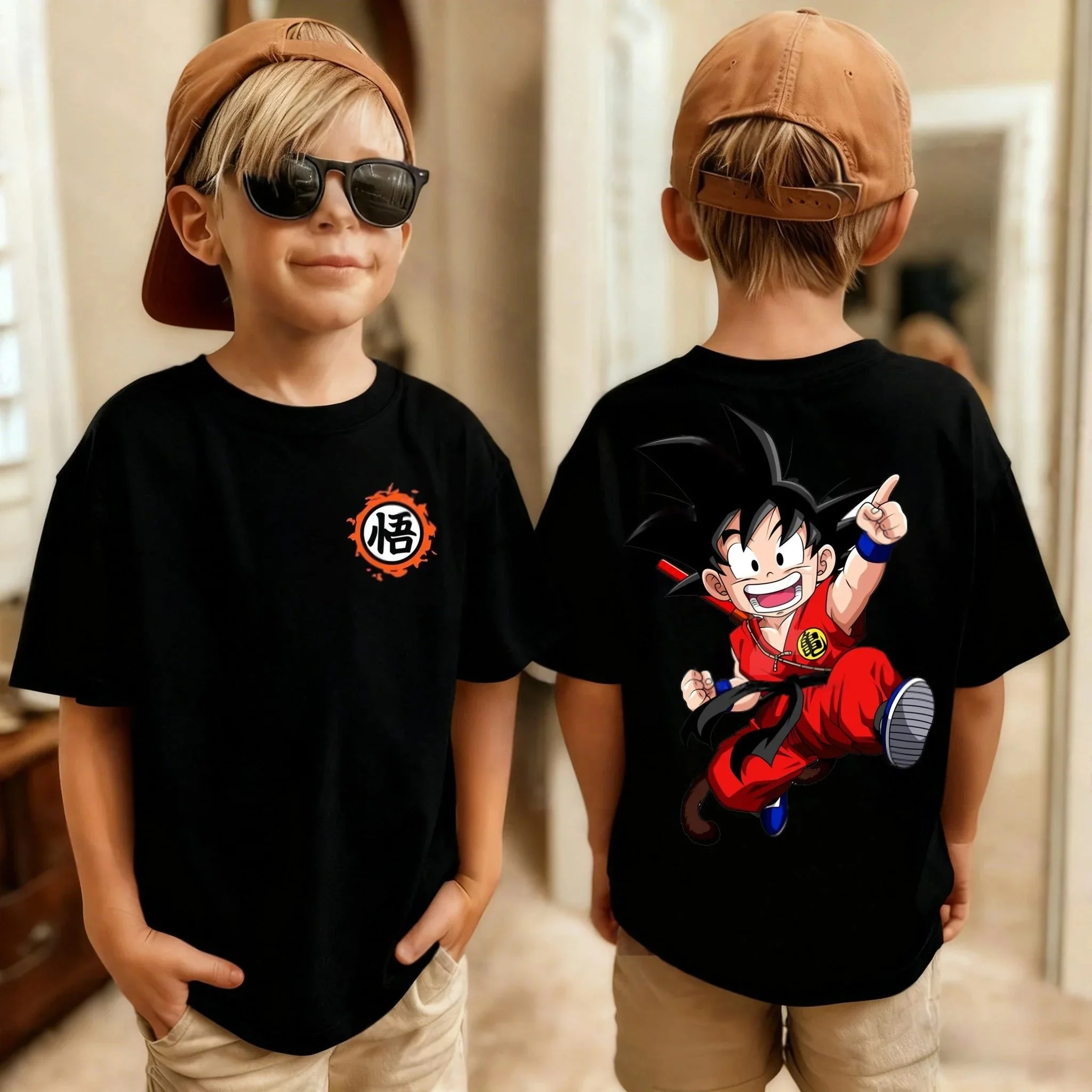 Kids Clothes Dragon Ball Z 40th Anniversary Retro Anime Printed Boys and Girls T-shirt Oversized Casual Street Wear Unisex Y2k