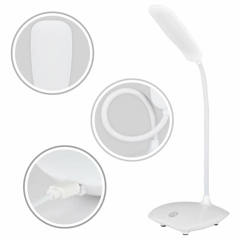 LED Three-Speed Dimming Reading Lamp USB Charging Plug-in White Warm Eye Protection Student Table Light Study Night Lights