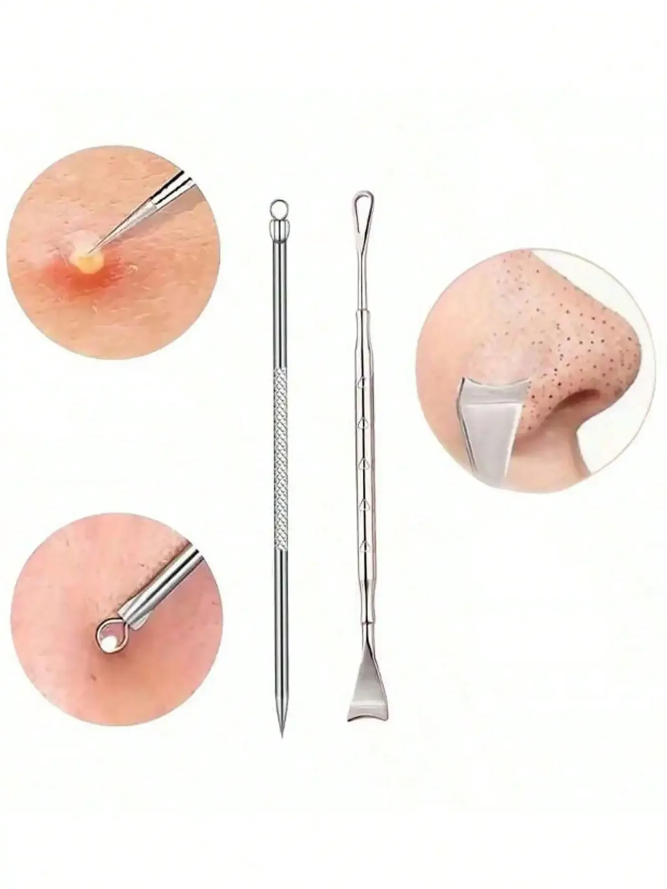 

2pcs Stainless Steel Blackhead Remover Tools, Skin Care Tools, White Head, Pimple, Acne, Blackhead Extractor, For Forehead, Face And Nose, Face Pore Cleansing Tool, Suitable For Face Care,Blackhead Remover,Beauty,Skin Care Products,Spa,Self Care,Skin Care