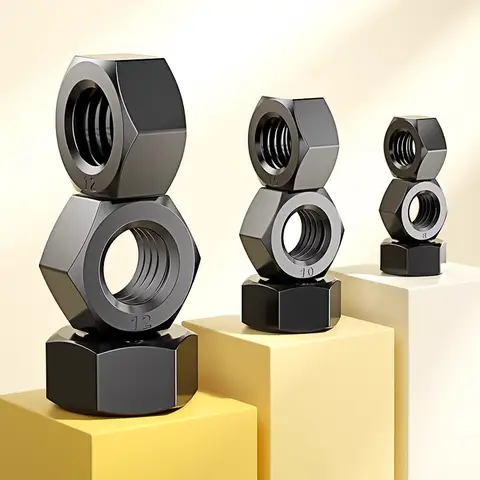 Tuercas hexagonales negras de grado métrico 8,8 - para proyectos de automóviles, maquinaria y bricolaje - Acero al carbono DIN934 - M3 M4 M5 M6 M8 M10 M12 M16