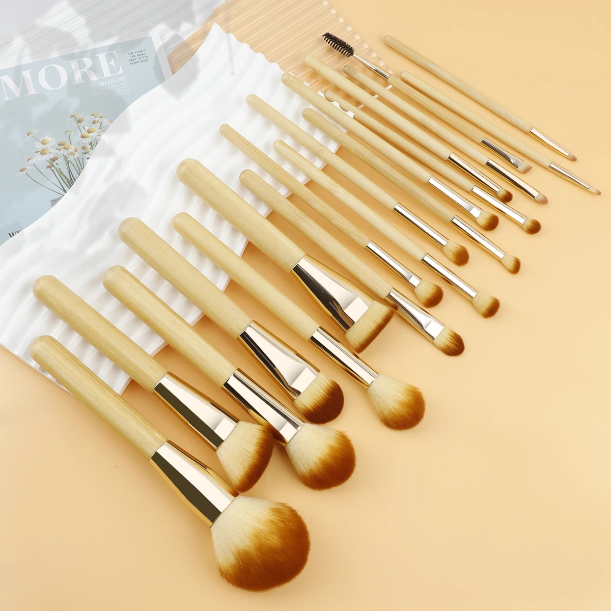 

RANCAI 18 PCS Makeup Brushes Sets Wood Cosmetic Eyeshadow Foundation Powder Blush Eye Make Up Brush Blending Beauty Tools Kits