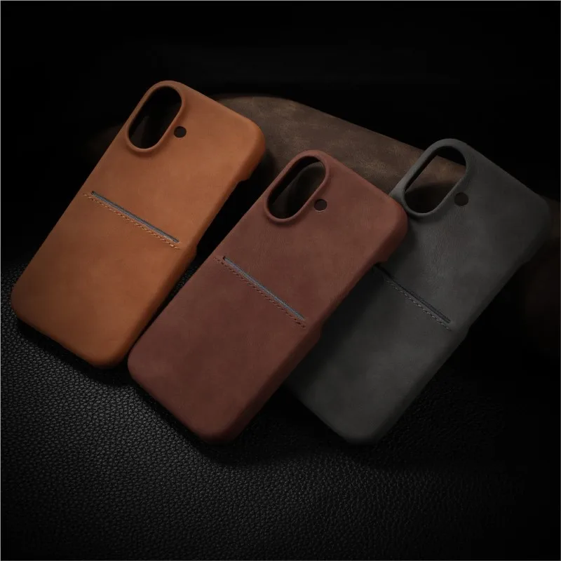 حافظة جلدية فاخرة بفتحة للبطاقات لهاتف آيفون 17 Air 16 15 14 13 12 Pro Max Plus محفظة جيب للأعمال غطاء مقاوم للصدمات #1