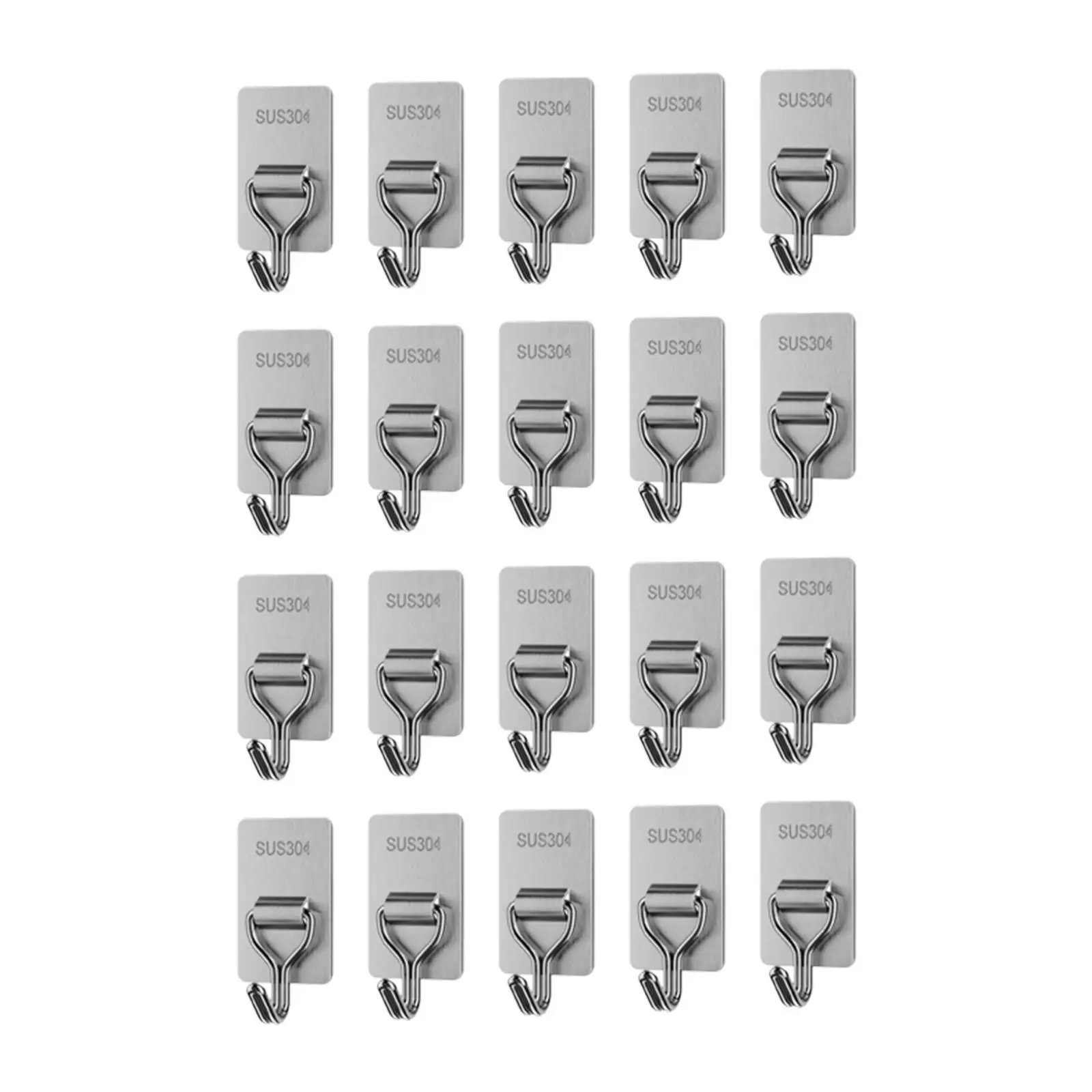 20Pcs Stainless Steel Wall Hooks Utility Hook for Towel Kitchen Shower