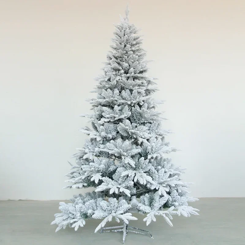 

PE+PVC Christmas Tree Encrypted Snowy Christmas Tree White Flocking Spray Snow Artificial Tree Holiday Decorations 1.2-2.4M