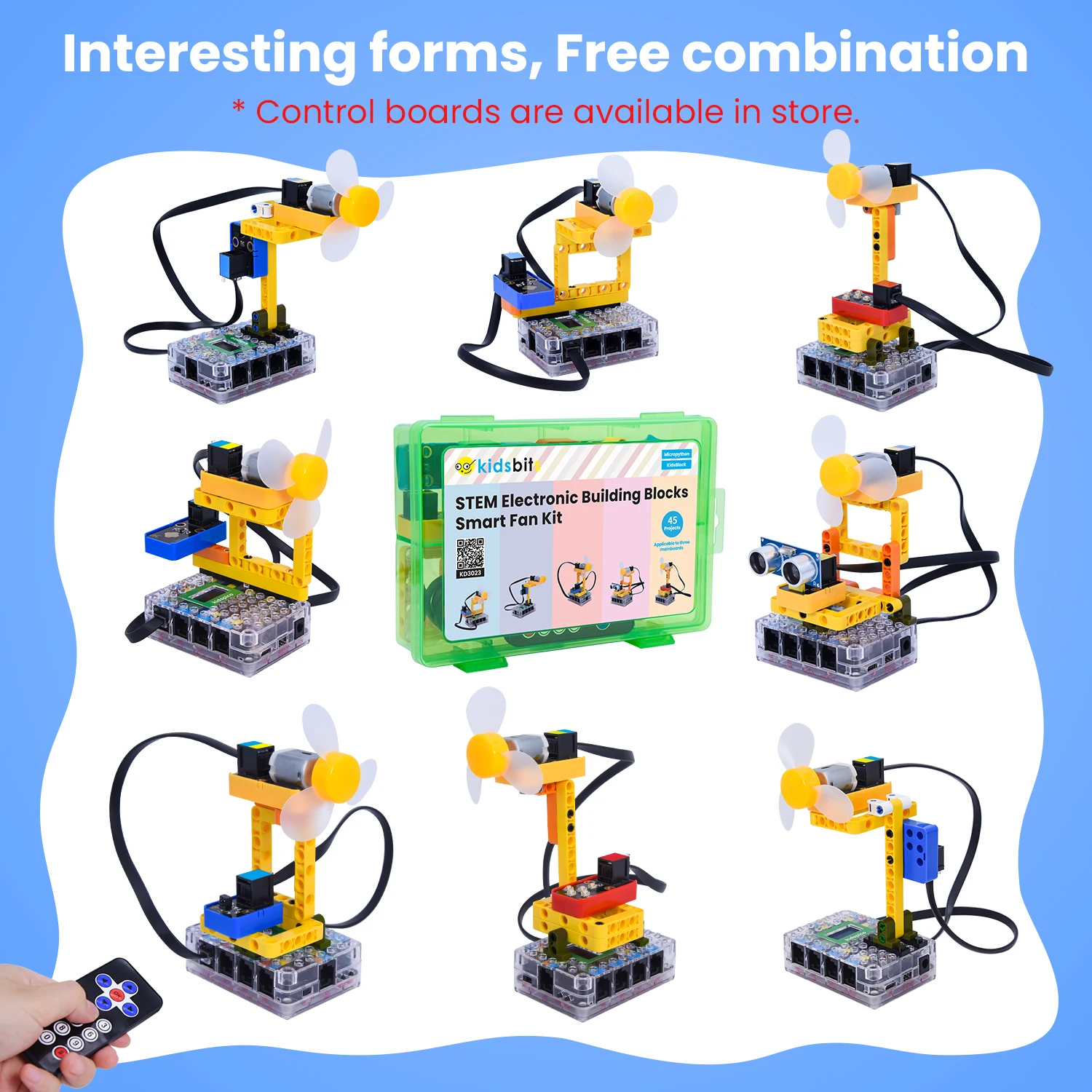 Keyestudio STEM Electronic Building Blocks Smart Fan Programmable Starter Kit Compatible With Lego For Arduino UNO&ESP32 Project