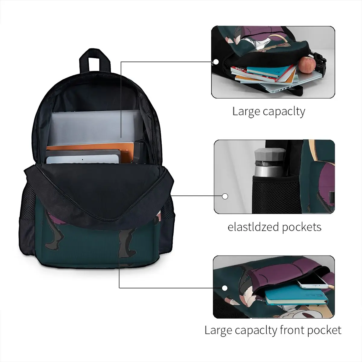 Mochilas com arco para meninos e meninas, mochilas escolares para estudantes, mochila de viagem, bolsa de ombro grande capacidade, mochila dos desenhos animados para crianças