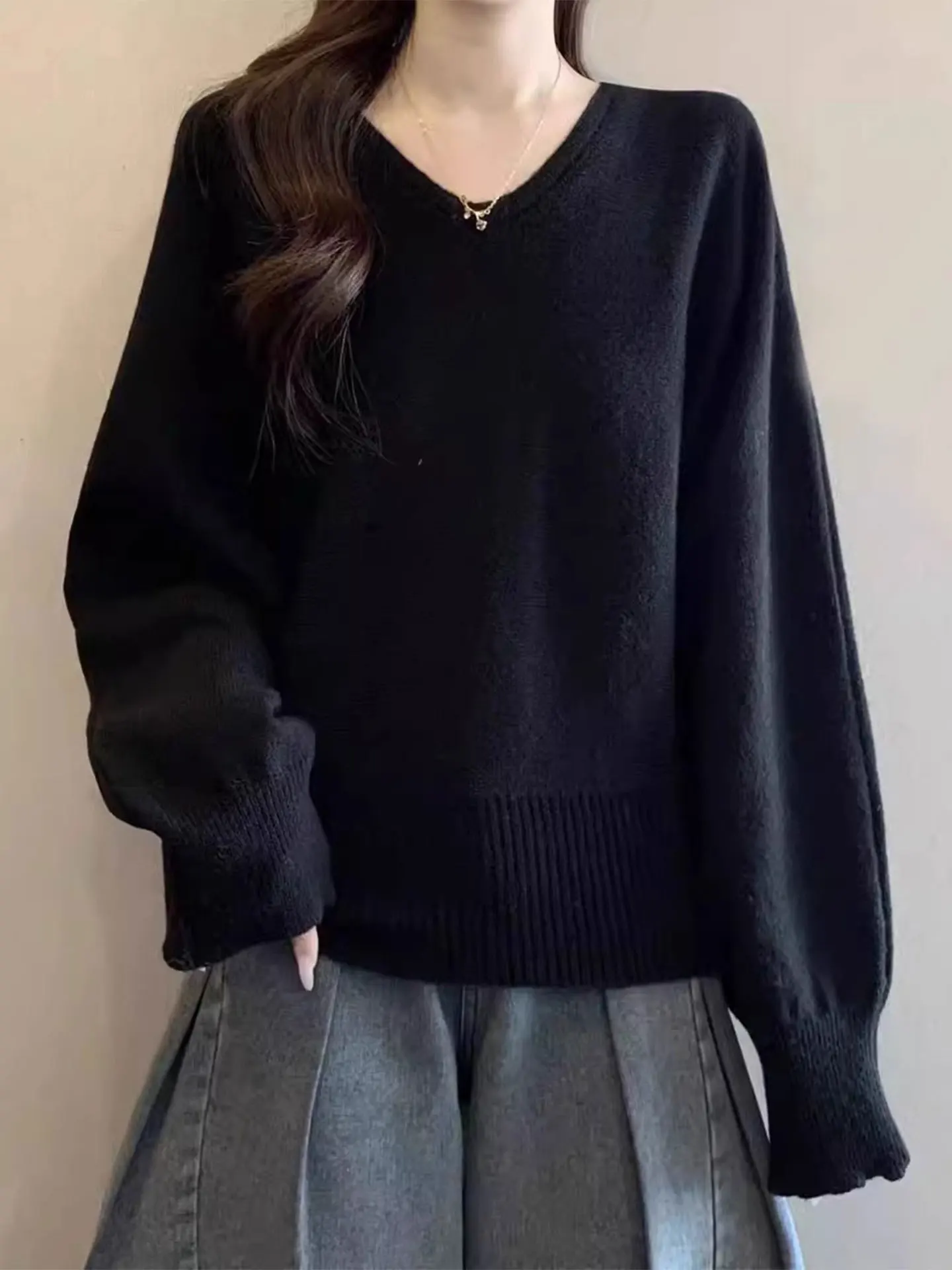 

Bla V-Ne Long Sve вязаный свитер женский больших размеров зимний повседневный мягкий полиэфирное волокно модный универсальный топ