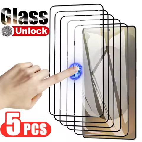 5PCS Fingerprint Ulock Glasses for Samsung Galaxy S25 Ultra Edge S23 FE S22 S21 Plus Full Cover Tempered Glass Screen Protectors