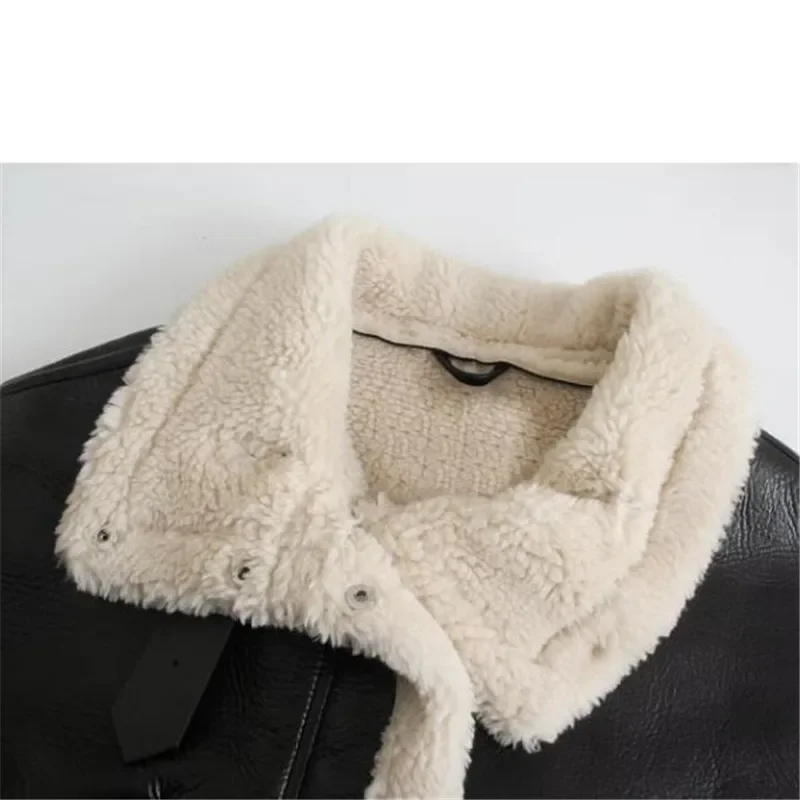 ZXRYXGS Premium Pu Leather Winter Women Coat New 2024 Temperament Trend Jackets Black Imitation Leather Thickened Warm Coat