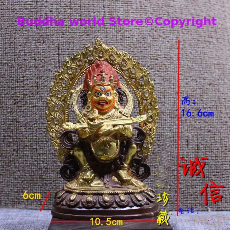 Special Offer buddha statue # 17CM # Buddhism Two arm mahagala Mahakala Buddha Gold-plated brass statue Talisman