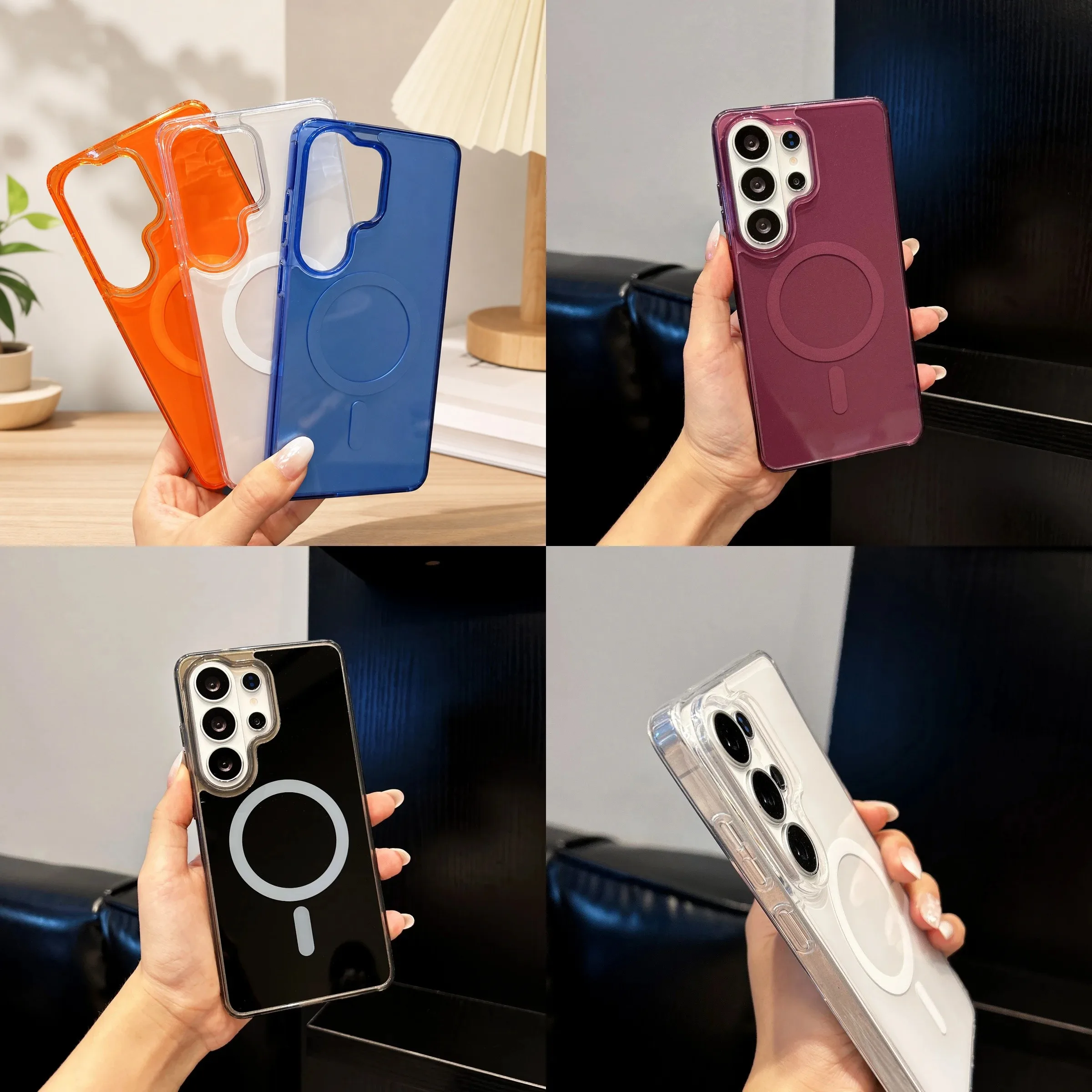 For Magsafe Magnetic Armor Glossy Phone Case For Samsung S26 S25 S24 S23 Ultra A57 A37 A17 A56 A36 Luxury Wireless Charge Cover