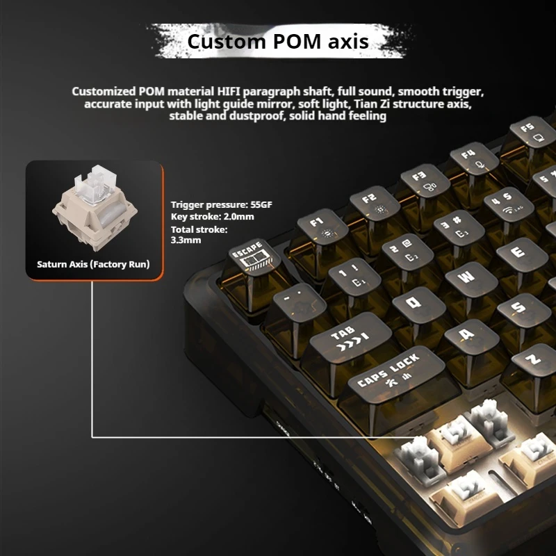 T99 Mechanical Keyboard Rgb Saturn Custom Axis Wireless Bluetooth Three-Mode Gasket Structure Hot-Swappable Mechanical Keyboard