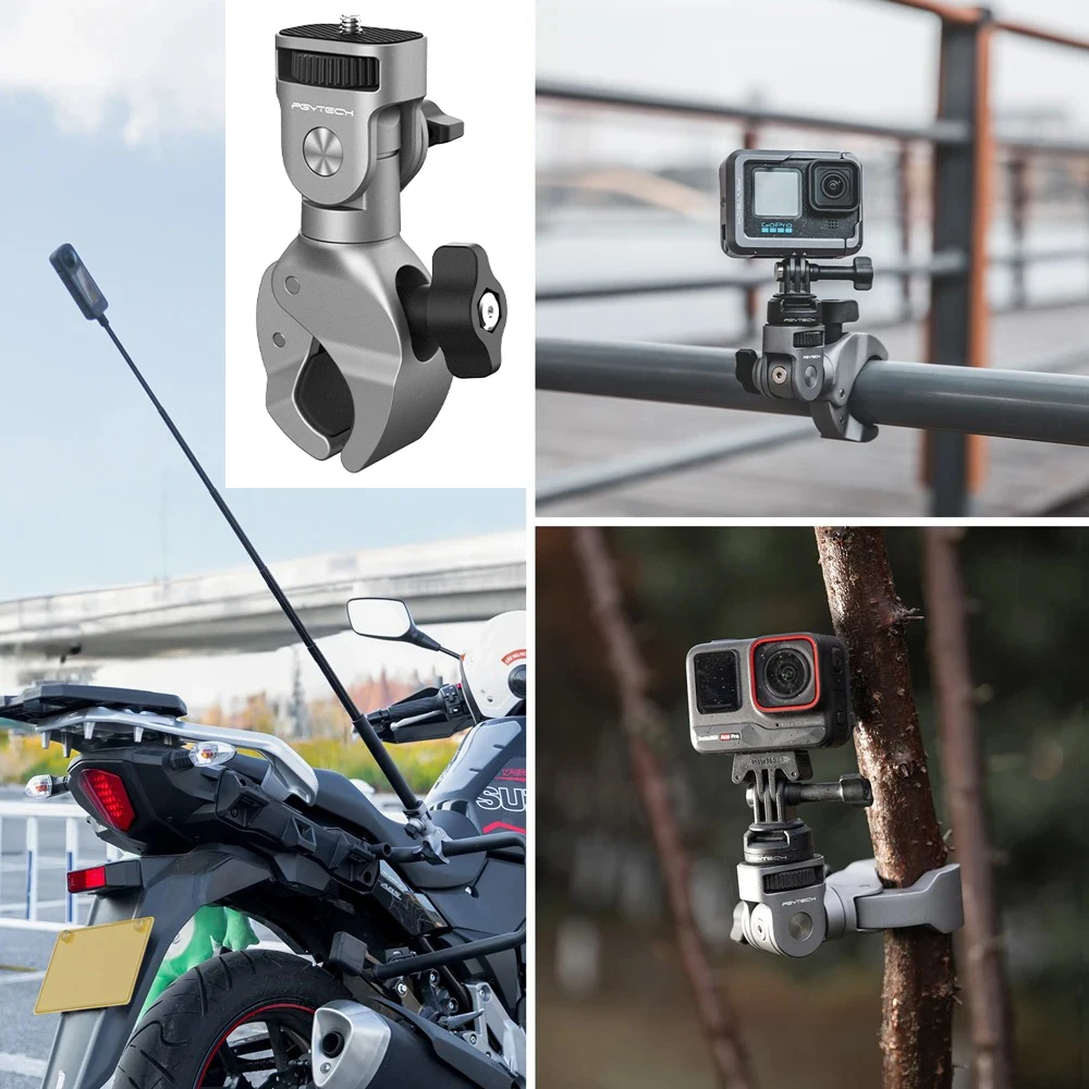 

PGYTECH Super Clamp Mount for Gopro Insta360 Action Camera 1/4"screw Adapter For Bicycle/Vehicle Cycling Extended Connector Kit