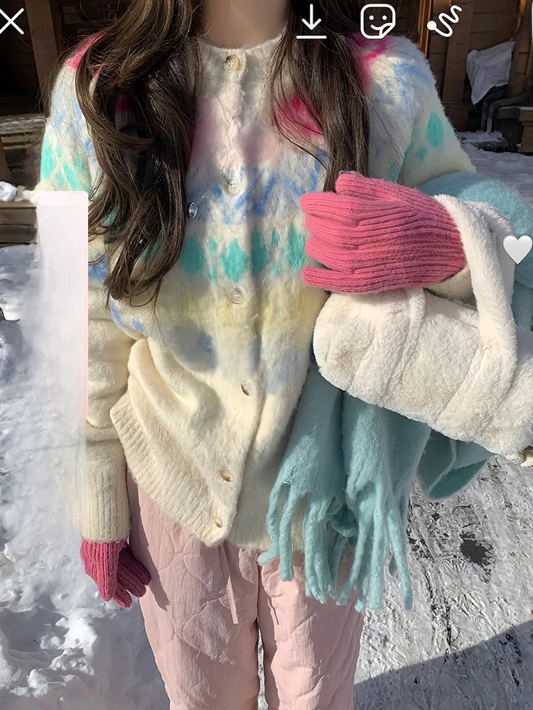 

Женский зимний повседневный свитер свободного кроя с цветным блоком и длинным рукавом, дизайн Cisas Island Sle