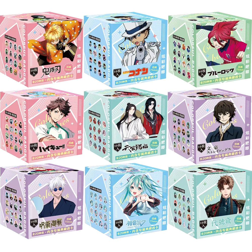 

Anime Peripherals 75MM Badge Demon Slayer Blue Lock Identity Ⅴ10 Pieces Per Box Colorful Brooch Backpack Decoration Fan Gifts