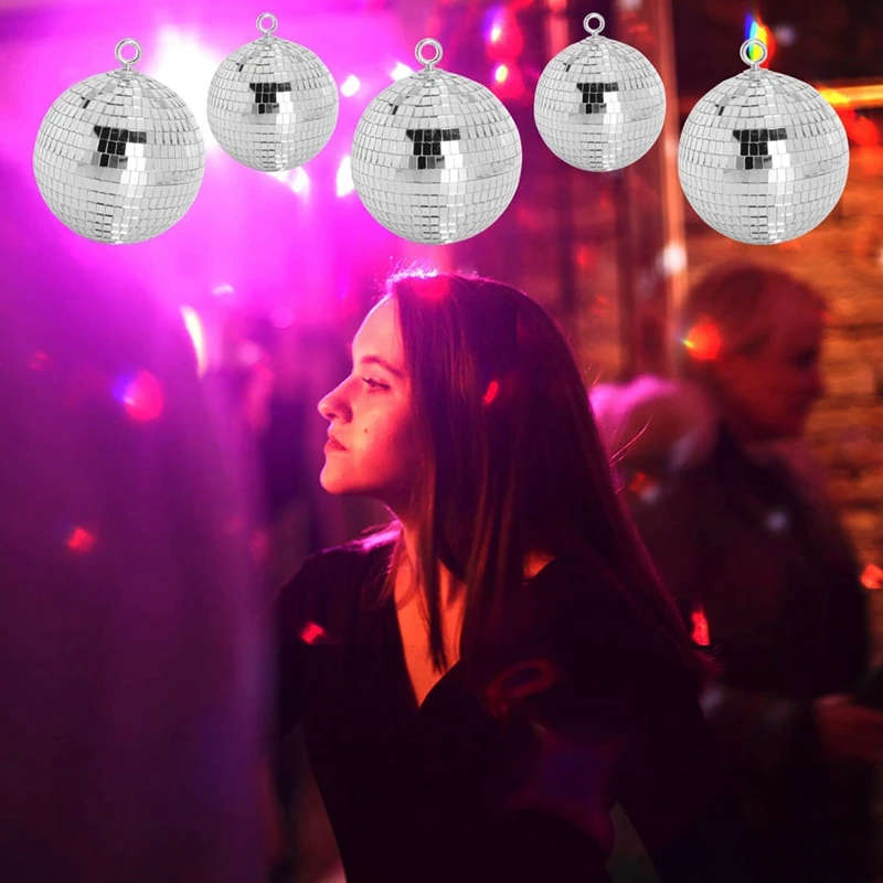 30Cm Disco Light Mirror Ball, Stage Reflective Party Mirror Balls Silver With Hanging Rings For Dance, Birthday,Home