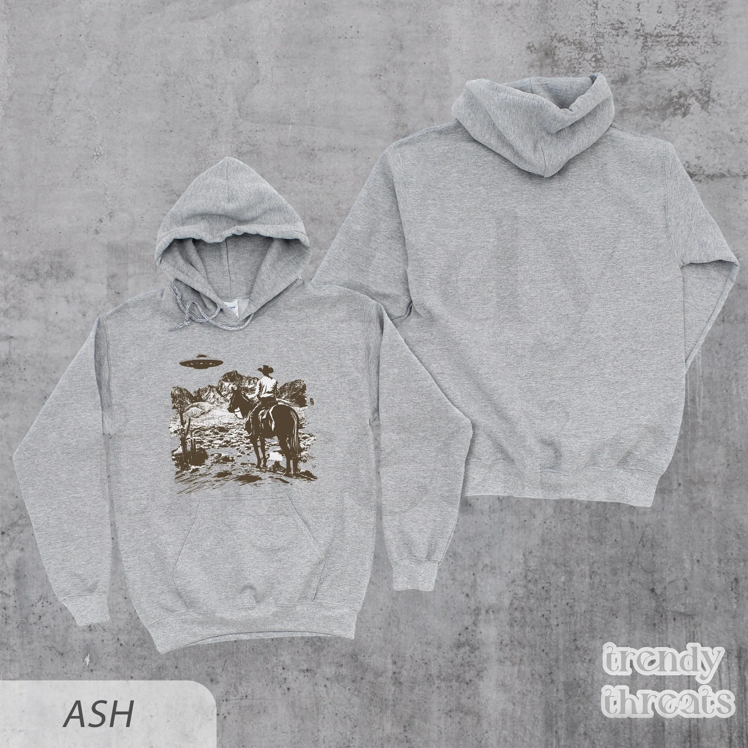 

Autumn and Winter "Retro Sci - Fi Cowboy Encounter" Fun - Trendy Cotton Hoodie, Stylish Fusion Sweatshirt