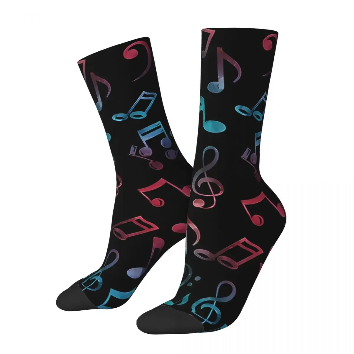 Funny Men's Socks Multi Color Music Notes Retro Harajuku Music Note Hip Hop Seamless Pattern Crew Crazy Sock Gift Printed