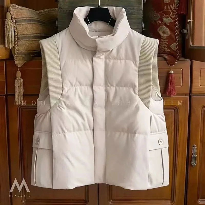 

Жилет с воротником-стойкой, пальто из мягкого хлопка, осенне-зимняя теплая женская майка без рукавов на пуговицах, верхняя одежда