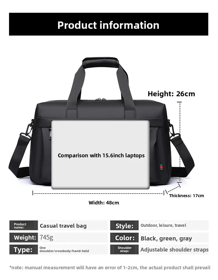 New Travel Handbag, Outdoor Sports and Fitness Bag, Multi-functional Waterproof, Large-capacity Single-shoulder Crossbody Bag