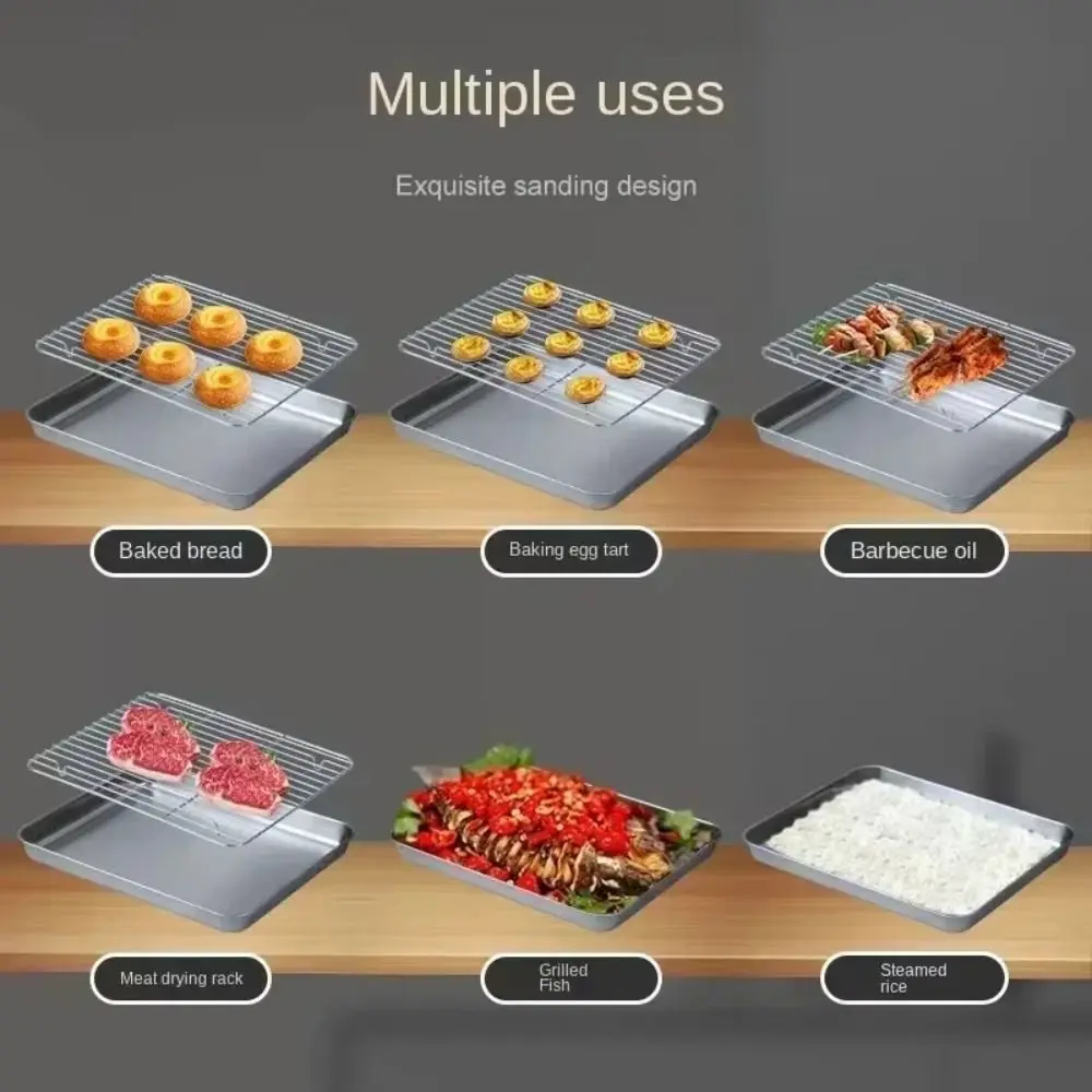 New 304 Stainless Steel Stainless Steel Baking Tray Oil Filter Removable Cooling Rack BBQ Tray Baking Cake Pan Kitchen Use