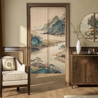 Landscapes paintings changing room Curtain Privacy Partition Doorway Curtains Kitchen Entrance Noren Linen Hanging Half-curtain