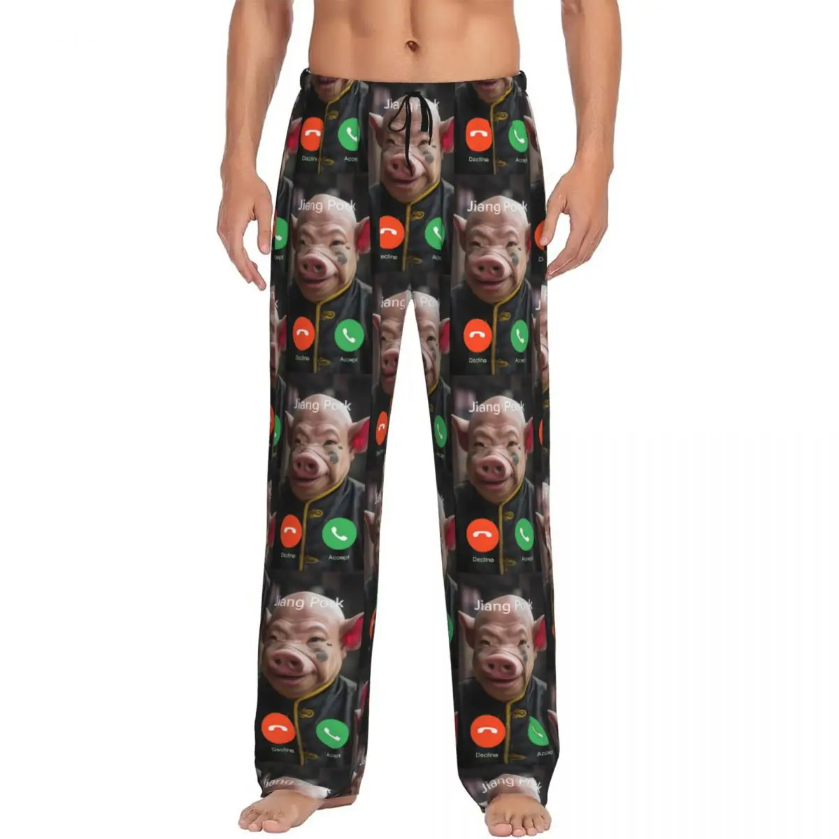 مخصص جون بورك يدعو بيجامة السراويل ملابس خاصة الرجال حزام مطاط مضحك خنزير النوم صالة قيعان مع جيوب