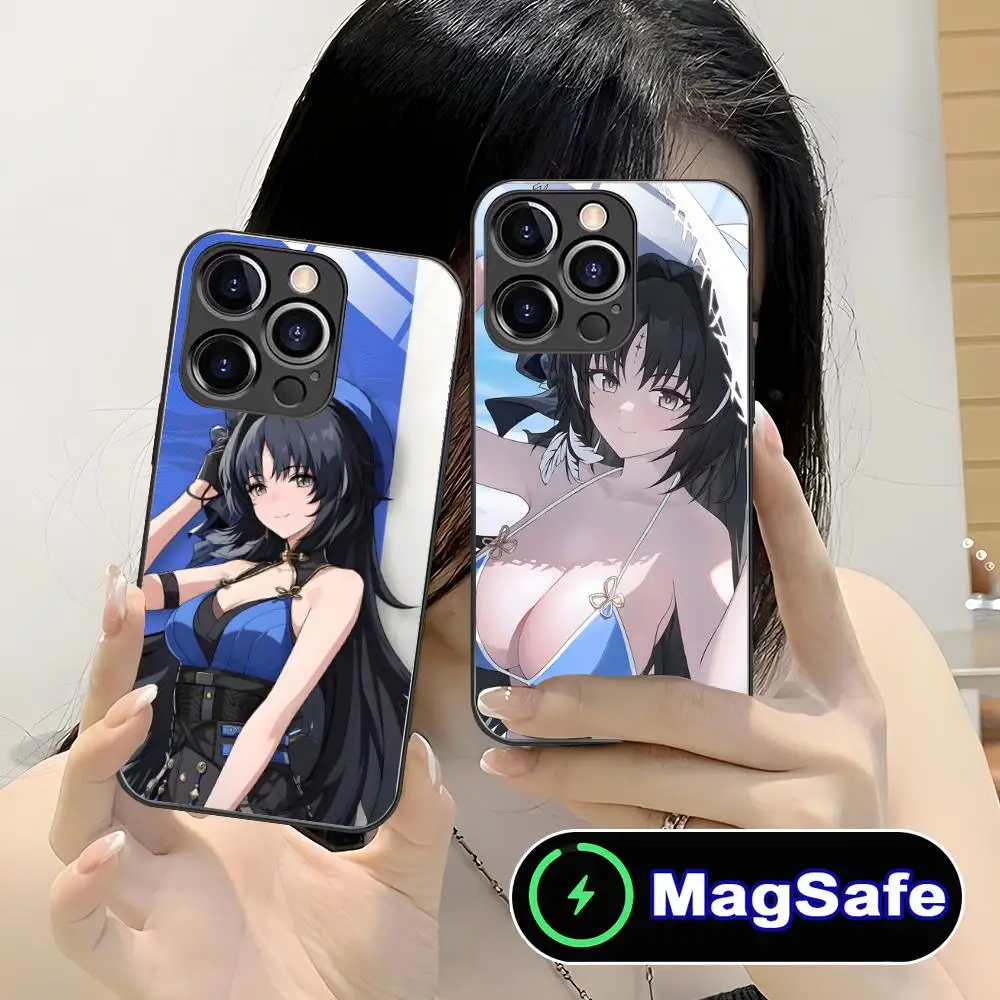 

Чехол для телефона Wuthering Waves Yangyang для iPhone 16, 15, 14, 13, 12, 11 Pro Max Plus Mini MagSafe, стеклянный цветной принт, роскошный красивый