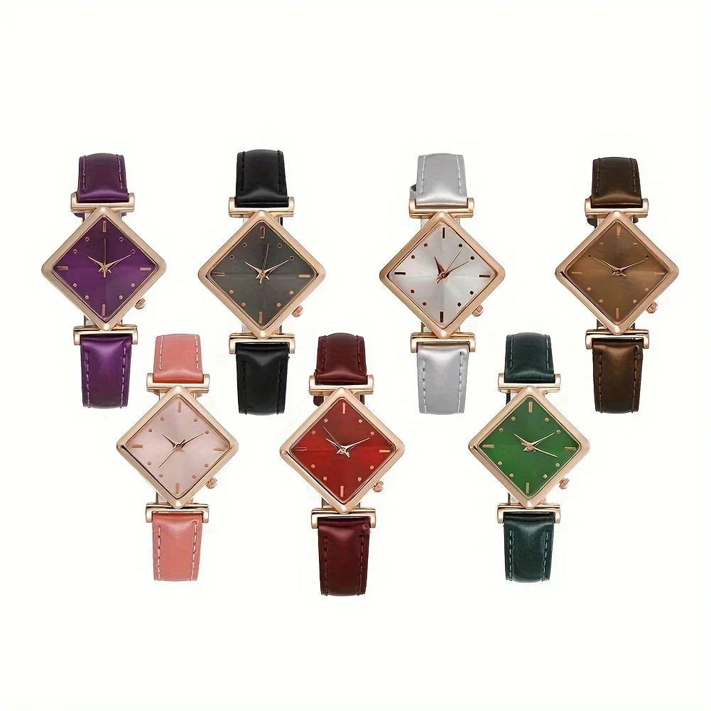 ساعة معصم كوارتز نسائية ، ساعة معصم تناظرية ، مؤشر أنيق ، موضة عتيقة ، جلد صناعي