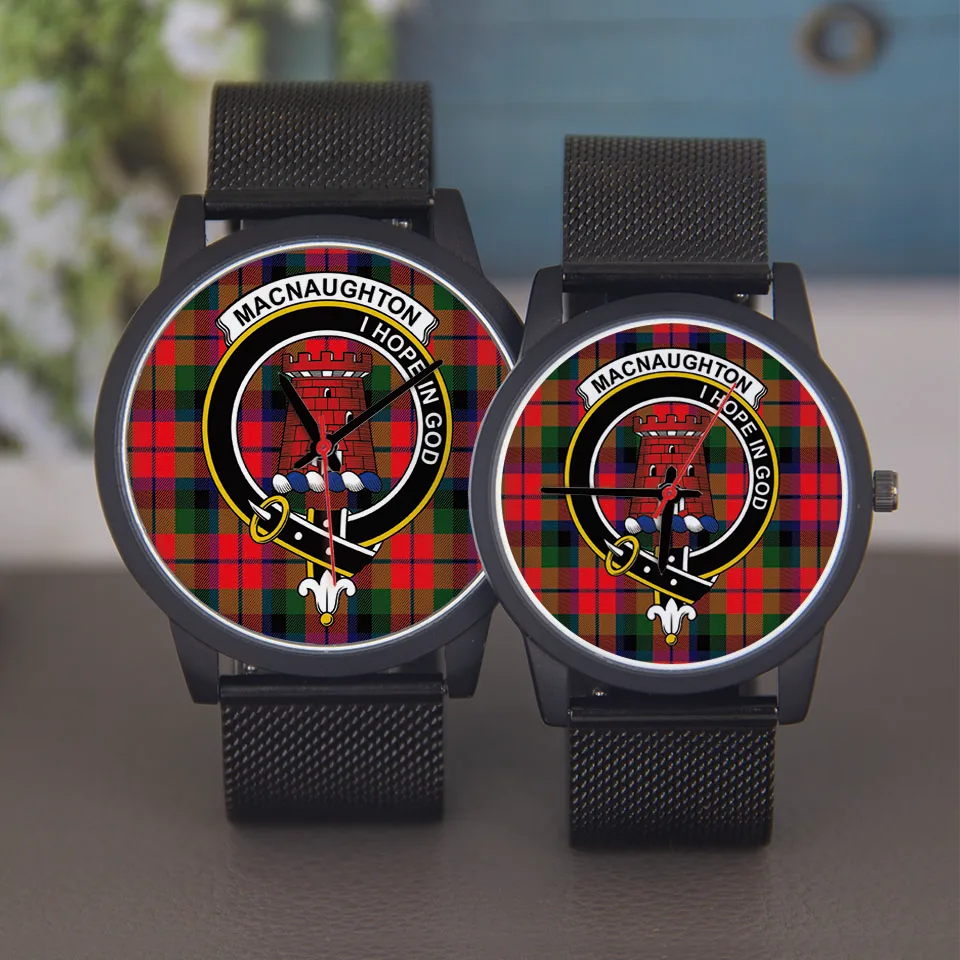 นาฬิกาข้อมือสีดำ รุ่น Rose Gold สำหรับผู้ชายและผู้หญิง นาฬิกาควอตซ์ สายสีเงินลายตารางสีแดงเขียว ของขวัญ