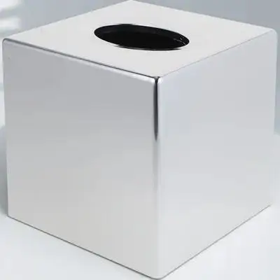

Electroplated Tissue Box: Abs Plastic Square Napkin Holder Smooth Arc Design Hollow Bottom Modern Tissue Storage Organizer