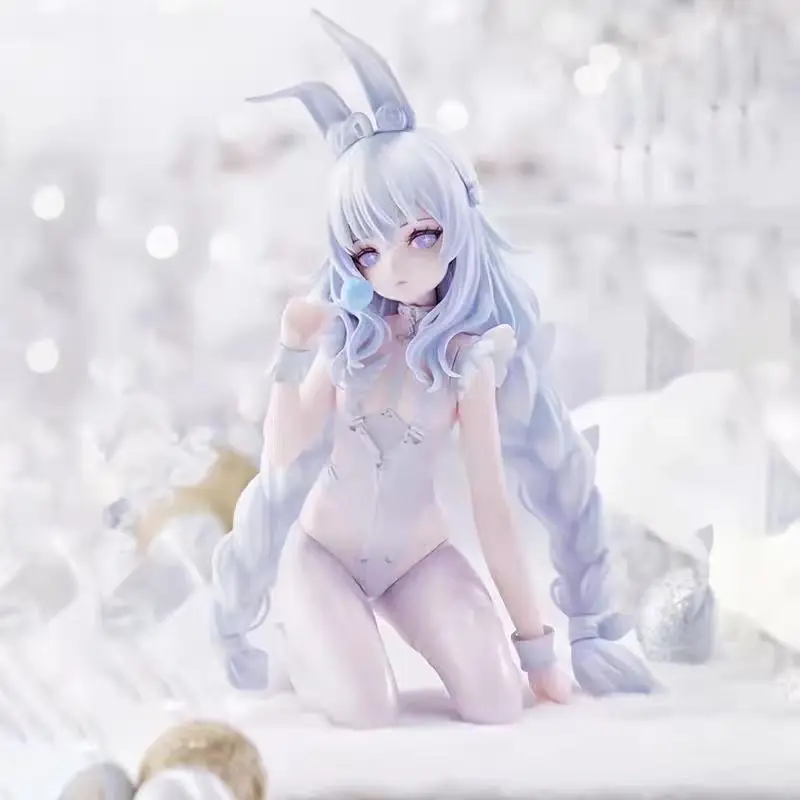 15CM Game Anime Azur Lane MNF Le Malin white rabbit Q version kawaii Kneeling posture Figure PVC Model Toys Doll Ornaments Gifts