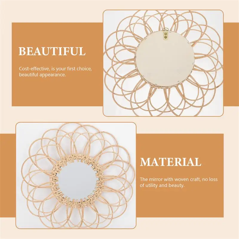 กระจกแต่งหน้าหวายสานสไตล์นอร์ดิกสำหรับห้องนั่งเล่น bingkai cermin แต่งกระจกติดผนังตกแต่งบ้าน