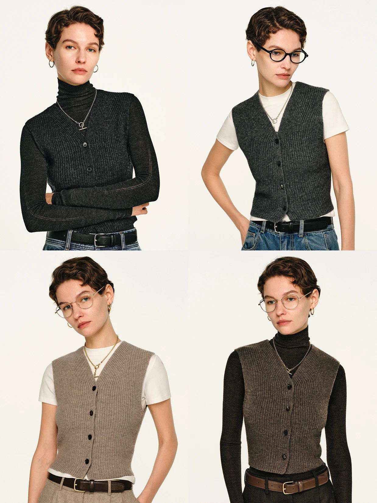 

Soft Cozy Minimalist Slimming Knitted Vest High Branch Merino Wool Cashmere Commute Style Button Design Thickened Winter Wear